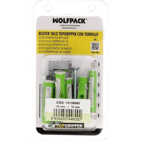 Blister Chevilles Bimatière avec Vis Ø 10 mm 10 pcs Ancre Universelle Béton Cheville Plader Couleur Unique (1/4)