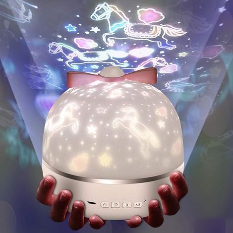 Children's Star Projection Night Light, LED Night Light Star Projector 360° Rotation with 6 Projection Films, Baby Night Light Projector for Birthday, Christmas, Bedroom, Gifts (1/4)