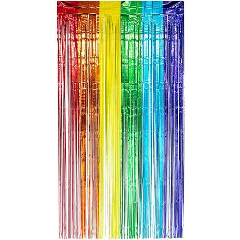 Rideau en Film Plastique Arc-en-Ciel (200x100 cm), Décoration de Fête, Carnaval et Anniversaire (1/3)