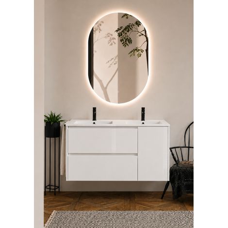 Mobile bagno con lavabo ORIGENBATH ITACA senza specchio 120x45 cm doppio lavabo bianco (1/3)