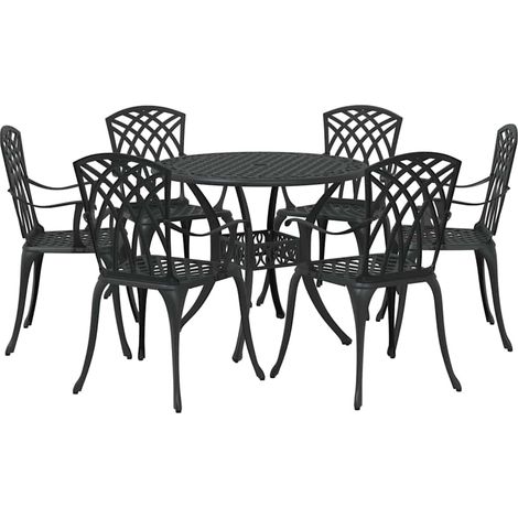 Maison Exclusive - Garten Essgruppe 7 pcs Schwarz Aluminium