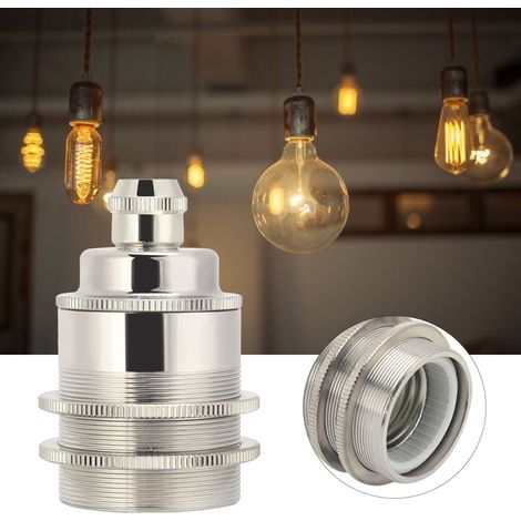 Lampe E27 en cuivre pur, mèche en céramique à visser E27, lampe de table, lampadaire, suspension, kit de douille rétro, luminaires à monter soi-même, couleur chrome. (1/4)