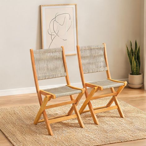 Fauteuil en bois d'acacia polypropylène 48 x 55,5 x 88 cm (1/5)