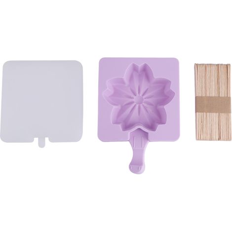 Moule à glace en silicone, moule à bâtonnets glacés, bac à glaçons (fleur de cerisier violette) (1/5)