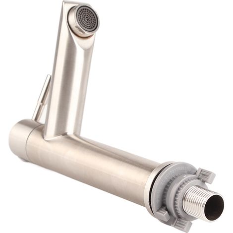 Robinet d'évier en acier inoxydable brossé G1/2, robinet froid unique pour lavabo, accessoire de salle de bain, modèle plat sans tuyau. (1/5)