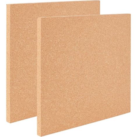 Lot de 2 tableaux d'affichage carrés (301 x 300 mm) en liège et bois, épaisseur 15 mm. Idéal pour la décoration murale, les fêtes et les loisirs créatifs. (1/5)