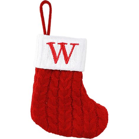 Chaussette De Noël - Décoration Tricotée En Forme De Lettre W - Pour Arbre De Noël Ou Intérieur - Lot De 1 Pièce (1/3)