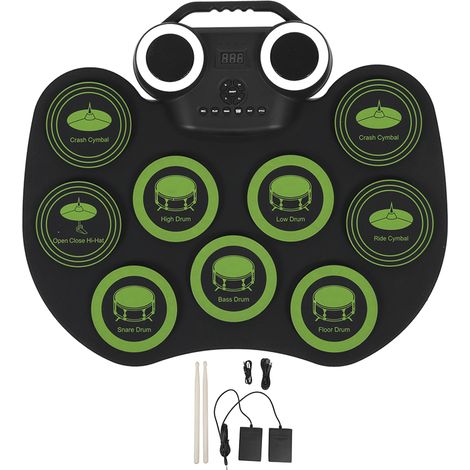 G6009 Rouleau de batterie électronique portable avec lampe torche, Bluetooth, kit de batterie avec haut-parleur (1/5)