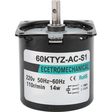 Moteur synchrone AC 14W à aimant permanent, faible vitesse, couple élevé, arbre central XD60KTYZ, 110 tr/min, 220V AC (1/5)