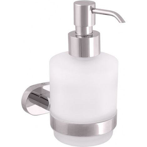 Distributeur de savon mural YUKON en verre et laiton chromé 200 ml (1/4)