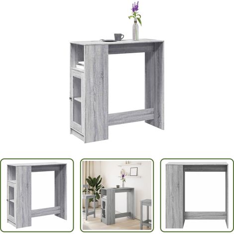 Holzwerkstoff - Bartisch mit Regal Grau Sonoma 101x40x103,5 cm Holzwerkstoff (1/5)