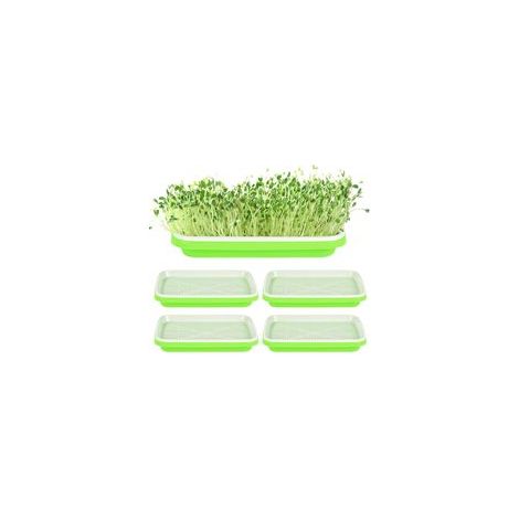 Lot de 5 bacs à germination pour germes - Pour germes - Pour la culture de haricots mungo alfalfa - 32,5 x 24 x 4 cm