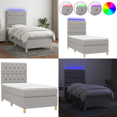 Boxspringbett mit Matratze & LED Hellgrau 80x200 cm Stoff - Boxspringbett - Doppelbett - Schlafsofa - Lattenrost - Bettauflage - Home & Living (1/5)