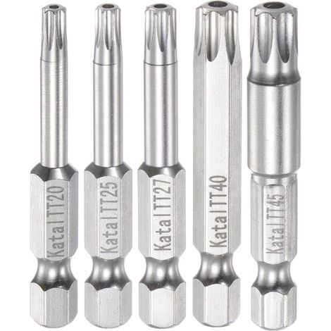 T20 - T45 Étoile 7 Pointe Embout Tournevis 1/4" Hex Tige 2" Longueur Magnétique Sécurité Torx Vis Tournevis Outil Alimentation (1/5)
