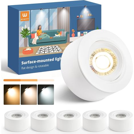 Lot de 6 Spot en Saillie Blanc, Dimmable Spot LED Saillie Plafond (1/5)