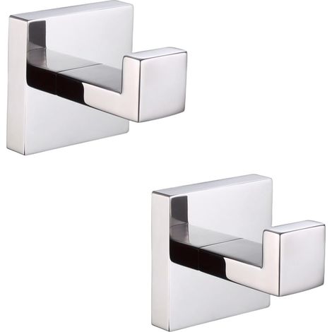 2 Pièces Crochet Mural de Salle de Bain, Crochet Muraux carré en Acier Inoxydable SUS 304, Chrome Poli, Crochets pour Serviettes, Peignoir, Cuisine (1/4)