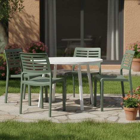 Canoe Gartenstuhl, 4 Stück, stapelbar, Made in Italy, Belastbar bis 120 kg, Grün (1/4)