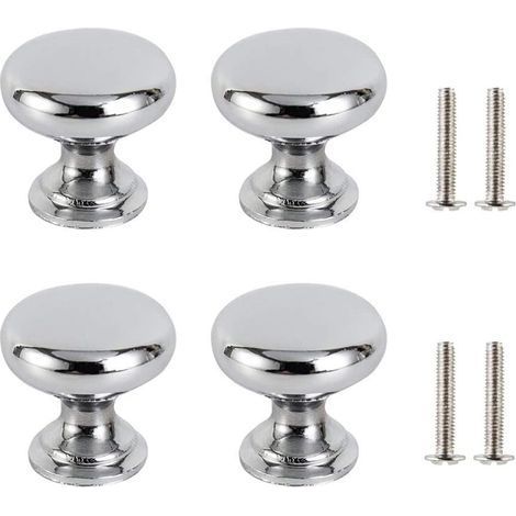4PCS Tiroir de Porte Poignée Argent, 30mm Bouton de Meubles Porte , Rond Boutons de Tiroir, Boutons de Porte Poignées de Meuble pour Placard Armoire Cuisine, Chambre d'enfant avec 4 vis (1/5)