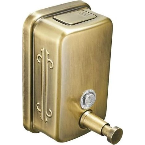 Distributeur de savon commercial mural en acier inoxydable avec pompe manuelle anti-rouille et anti-fuite, pour salle de bain et restaurant, 500 ml (doré)