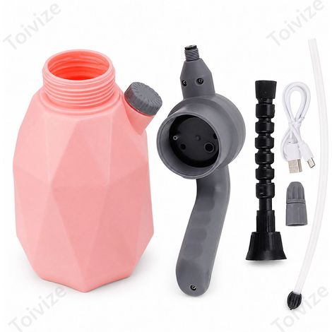 Toivize Spruzzatore elettrico ricaricabile da 2 litri, leggero, compatto, rosa, con ugello universale per la pulizia di giardino e interni (1/5)