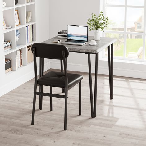 Ensemble table et chaises salle à manger 2 personnes – 3 pièces compactes, chaises rembourrées – Idéal petite cuisine, salon, appartement – Style moderne – Gris (1/5)