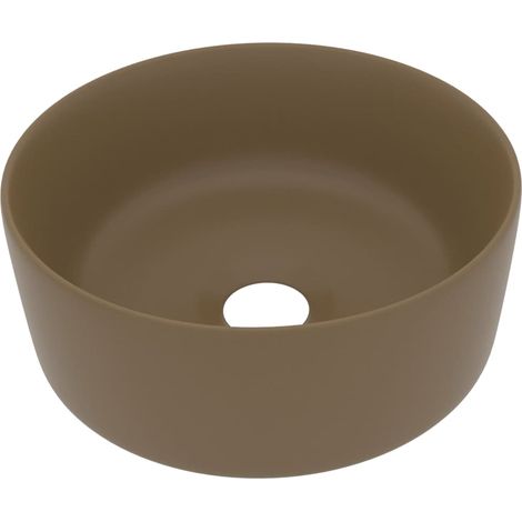 Lavabo da appoggio rotondo di lusso lavabo da bagno guardaroba cucina arredamento per la casa 40 x 15 cm ceramica crema opaca 020002760