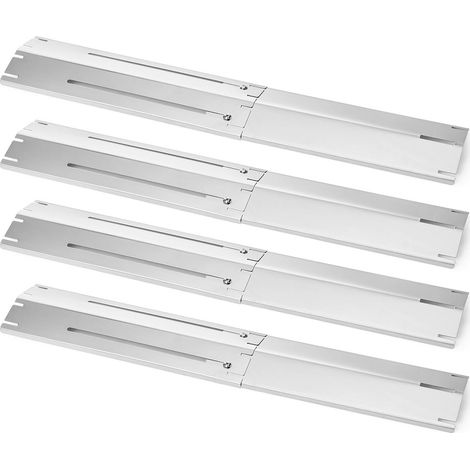 Lot de 4 couvercles de brûleur universels de 29,8 à 53,3 cm pour la plupart des barbecues à gaz, répartiteur de flamme de rechange (acier inoxydable) (1/5)