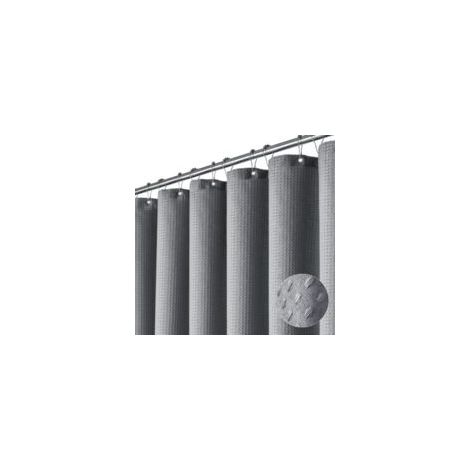 Cortina de ducha gris - Cortina de ducha de baño de tela gruesa con textura de gofre, 180x200 cm - Crezuo