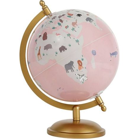 Globe terrestre rose animaux (1/2)