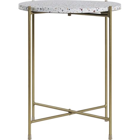 Mesa auxiliar redonda de terrazo y metal dorado 40 cm diám. MEZZO (1/3)