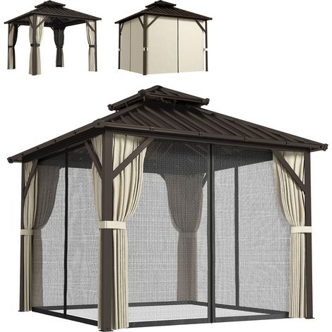 Outsunny 3 x 3 m Hardtop Gazebo Canopy with Aluminium Frame, Garden Gazebo (1/5)