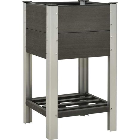 vidaXL Mesa de cultivo para jardín con estante WPC gris 50x50x90 cm (1/5)