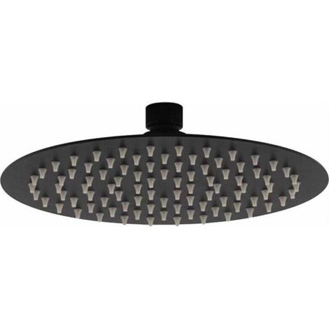 Pomme de douche ronde noire mat Noir mat - Ø 200 mm - Noir mat