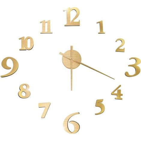 Horloge murale 3D, design moderne, dorée, 100 cm XXL (1/5)