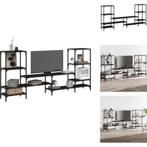 Meuble TV noir 206,5x28,5x95 cm Bois d'ingénierie - Meubles Tv - Meuble Tv - Support Tv - Buffet Tv - Rangement Tv (1/5)
