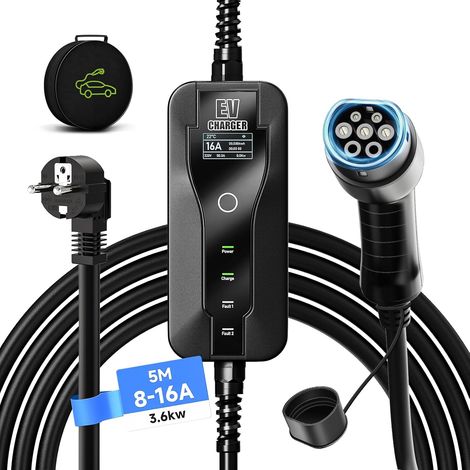 Chargeur Type 2, 3.6kW Chargeur Voiture Electrique 5M 8-16A (1/5)