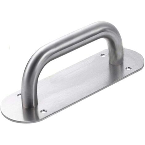 Sollbry Poignée de Porte Coulissante en Acier Inoxydable Robuste, Poignée de Porte avec Plaque Arrière, Poignée de Porte de Toilette, Plaque de Traction en Bois, Poignée de Placard, Poignée Ronde, 200 (1/5)