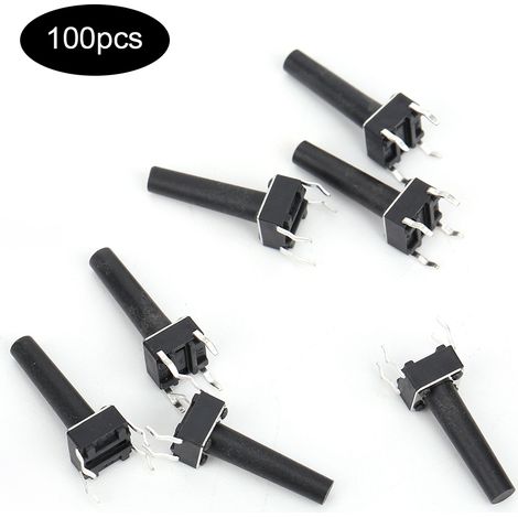 Lot de 100 micro-interrupteurs tactiles momentanés, composants industriels haute sensibilité, DIP 6 x 6 x 17 mm (1/5)