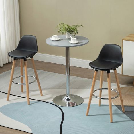 2er-Set Barhocker Barstühle Skandi-Design, Fußtstütze, 43 cm x 43 cm x 91 cm, Natur + Schwarz (1/5)