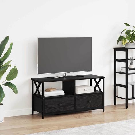 TV-Schränk mit Schubladen Schwarz Eichen-Optik 90 x 33 x 45 cm