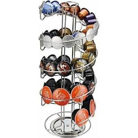 Coffee Capsule Holder – 43 x 18 cm., Rotating Coffee Capsule Holder for 36 Capsules for Nespresso, Dolce Gusto, Scratch-Resistant Base, Gray Surface MUMU (1/4)