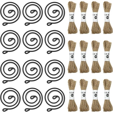 12 Pcs Étagère Suspendue Plantes Aériennes Avec Ficelle Jute Porte-Plantes Métal Suspendu Présentoir Support Plante d'Intérieur Pour La Décoration Jardin Balcon Plafond (A) (1/5)
