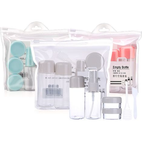 8 Pièces Bouteilles de Voyage Anti-Fuites Récupérables pour Shampoing Liquide avec Flacon Spray et Pots Crème Cosmétique (1/5)