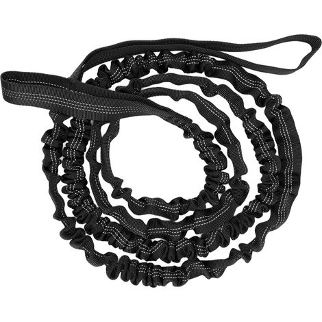 Barre de remorquage pour vélo en nylon extensible, longueur naturelle 2,7 m, corde de remorquage portable pour vélo, course et marche, noire (1/5)