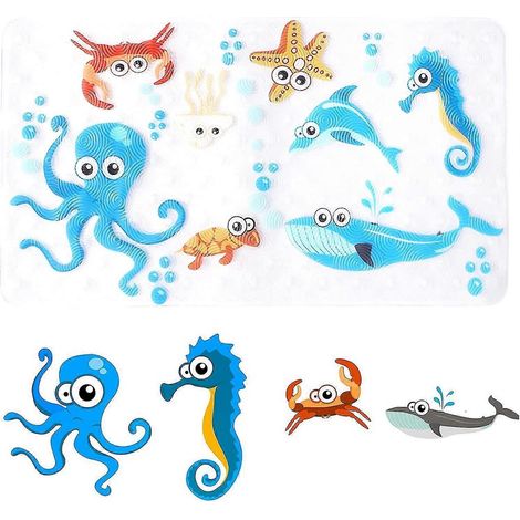 Badematte, rutschfeste Badematte, rutschfeste Kinderbadematte, Babybadewanneneinlage, Duschmatte mit Saugnäpfen, rutschfeste Badematte mit Cartoon-Motiven (1/4)