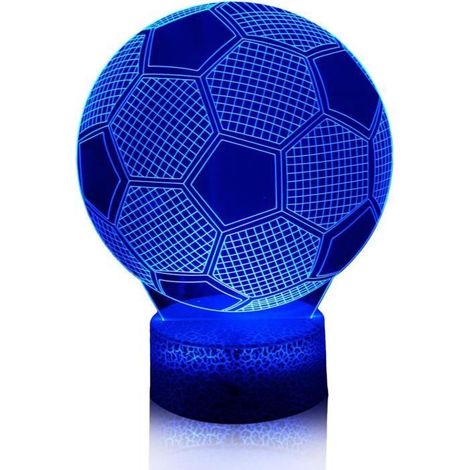 NIUQIGE Veilleuse de Football pour Enfants Lampe de Chevet LED 3D pour garçons - Cadeau de Football 16 Couleurs, (1/4)