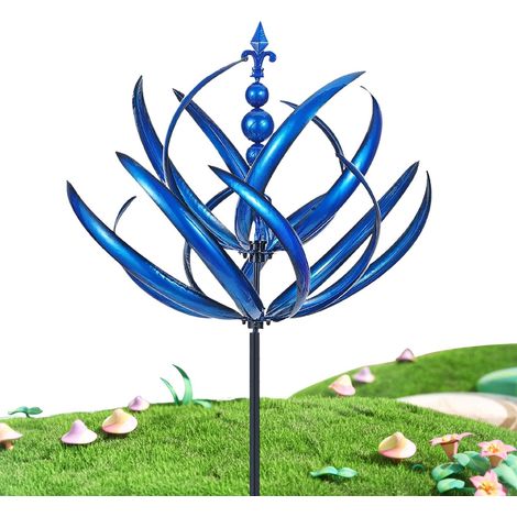 Moulin à vent pelouse rotatif à 360 degrés, carillon éolien avec piquet, en métal, et jardin pour décoration de terrasse (1/5)