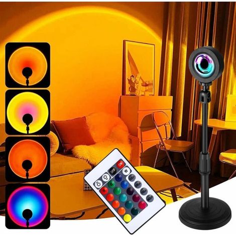 Sunset Lamp Lampe Coucher de Soleil Veilleuse Led Chambre Neon Projecteur Lumiere Led Gaming Lampe de Chevet/Bureau Rgb Ambiance Decoration Chambre Fille Aesthetic Room Decor (1/4)