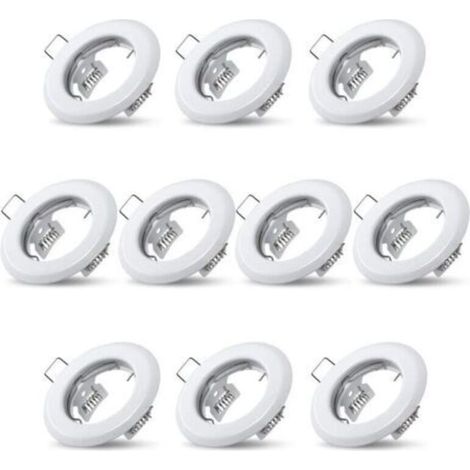 10x Spots lumineux encastrable plafond lampe fixe blanc supports pour spots encastrables acier inoxydable luminaire cuisine salon salle de bain,Trou encastré Ø55mm (1/4)