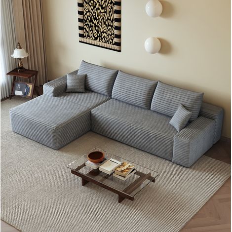 Divano angolare modulare 270 cm grigio con chaise longue a L OKWISH (1/5)